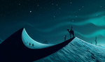 沙漠黑夜插画