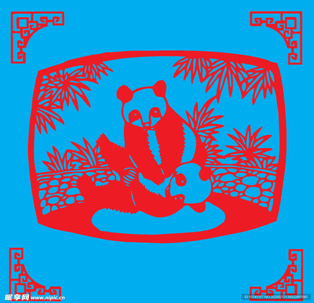 熊猫剪纸