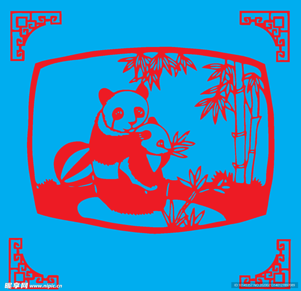 熊猫剪纸