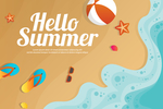 夏日海滩度假创意插画