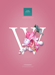 创意英文字母W花朵组合海报