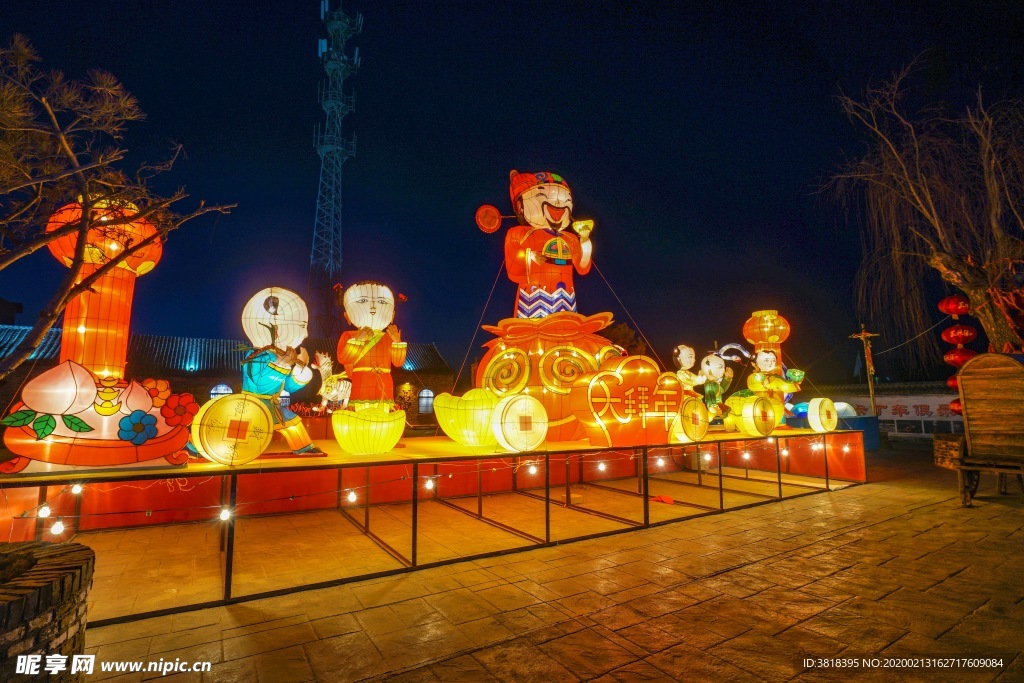 魏集古村落 古镇旅游夜景花灯