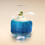 夏季海滩度假创意合成小风景场景