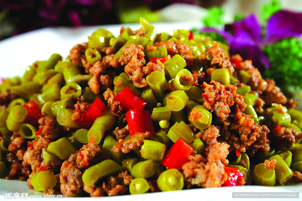 酸豆角炒肉沫图片