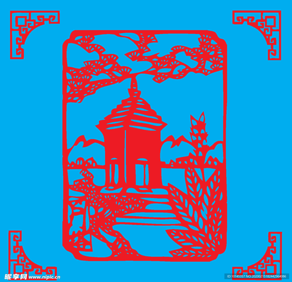 四门塔剪纸