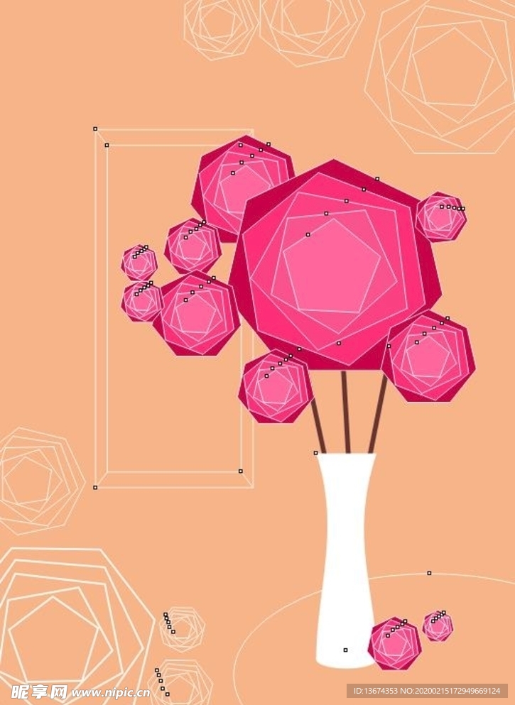 简约瓶花插画