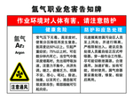 氩气职业危害告知牌