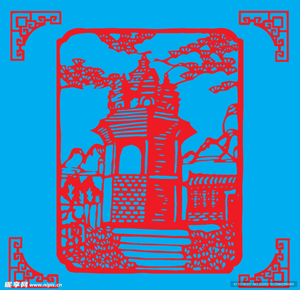 九顶塔剪纸