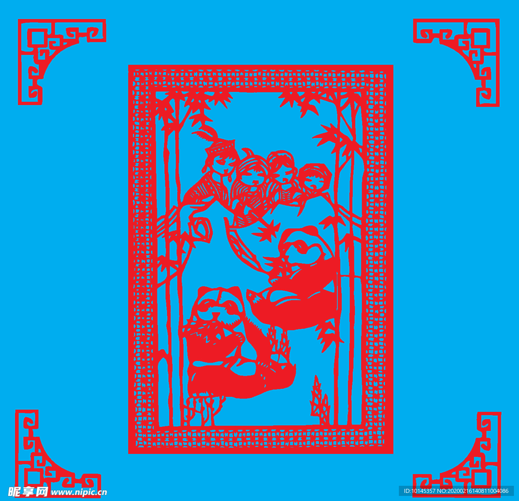 熊猫剪纸