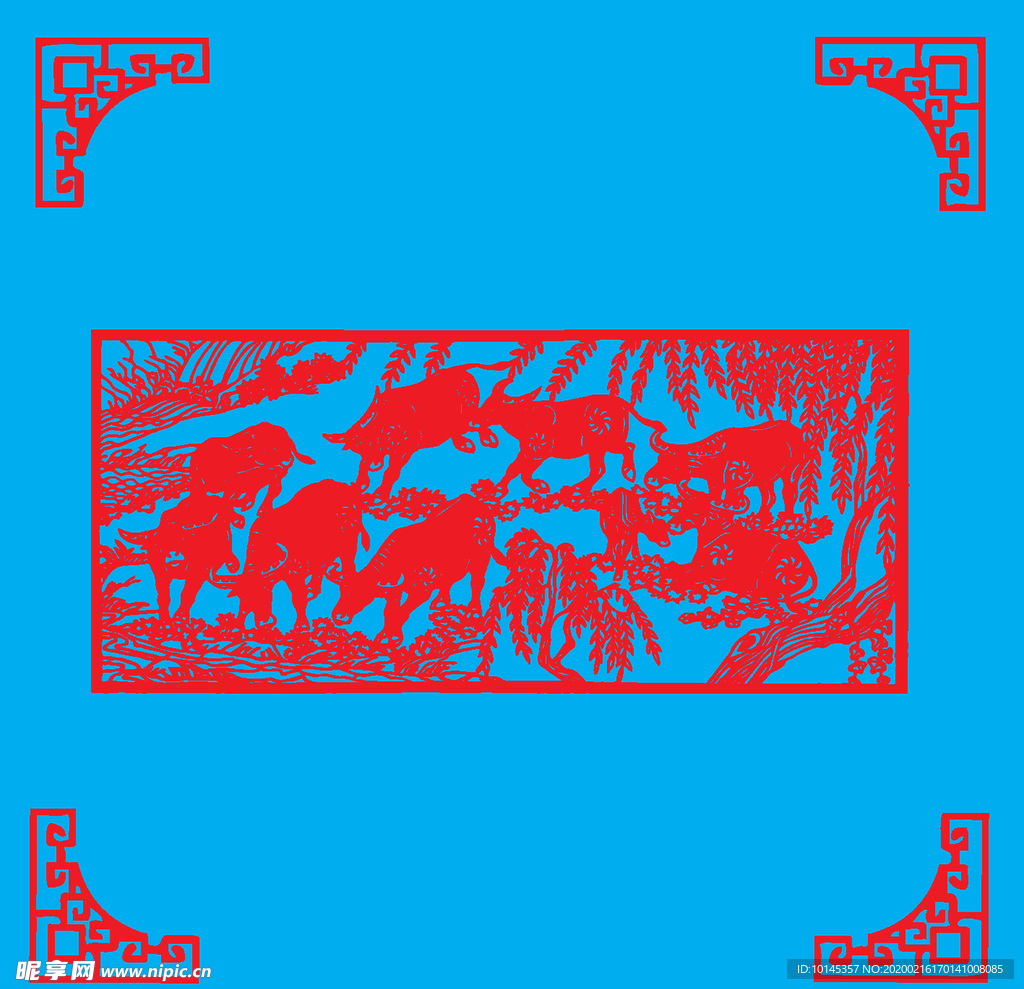 九牛图剪纸