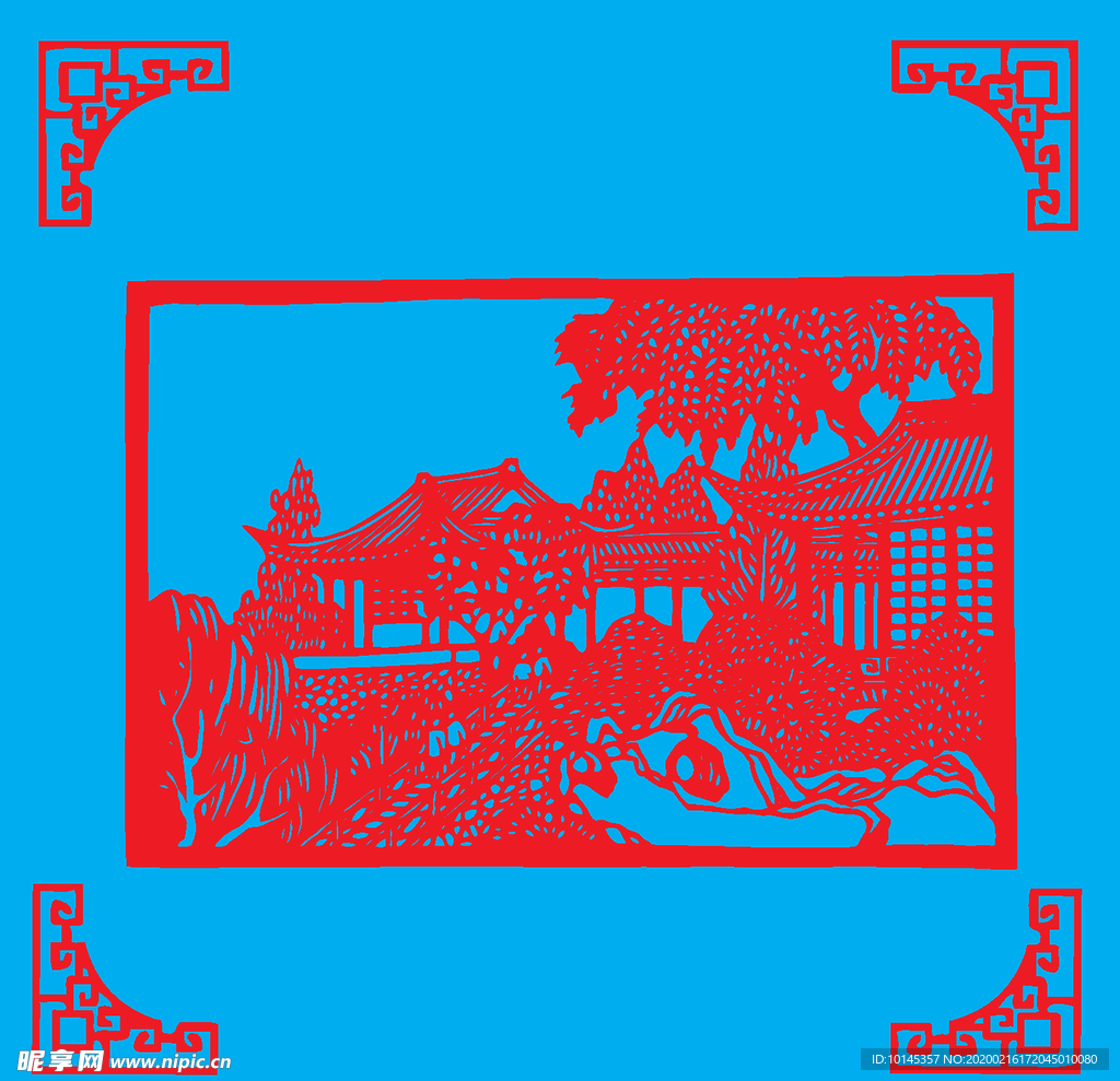 园林景观剪纸