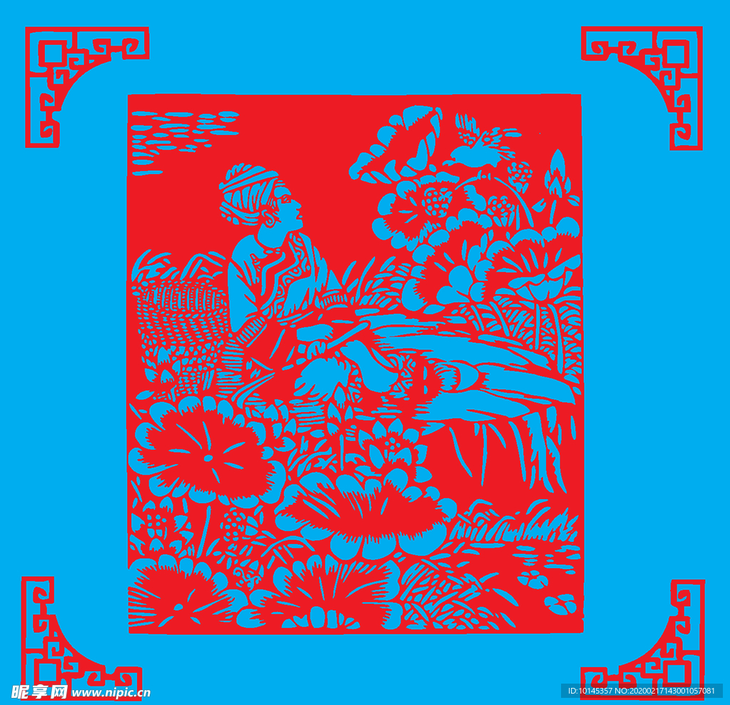 采莲剪纸