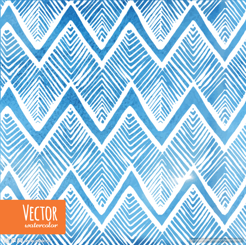 小清新蓝色水彩波纹图案