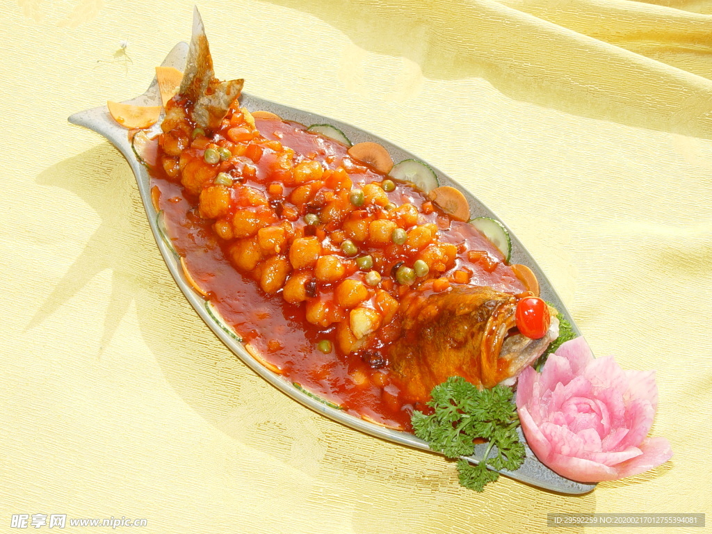 糖醋松子鱼的图片,酸甜松子鱼图片,松子鱼图片_大山谷图库