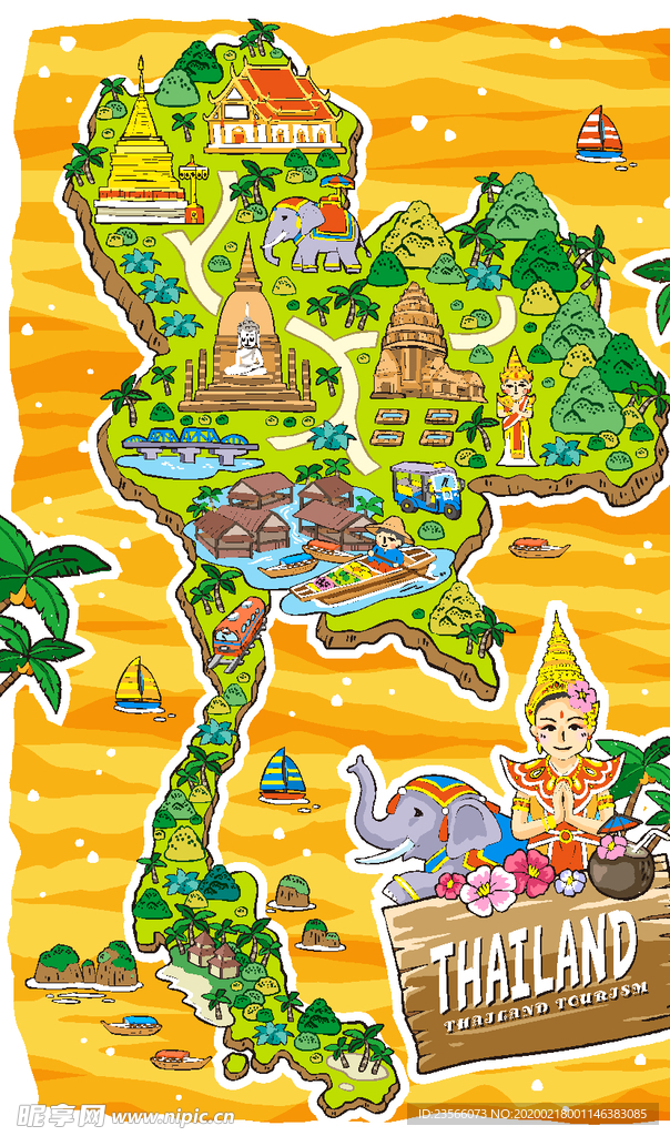 城市旅游创意卡通插画