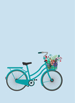自行车 插画 花 鲜花 矢量图