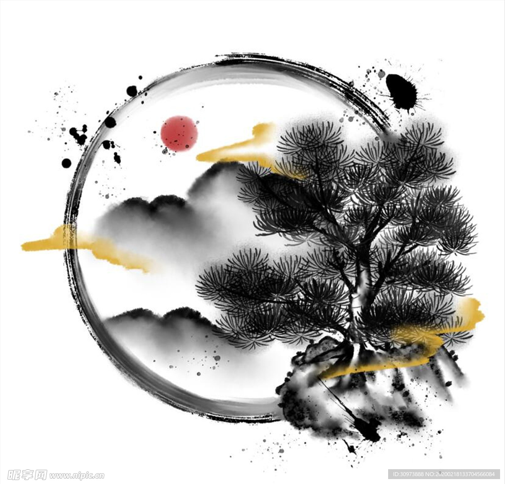 水墨山水免抠
