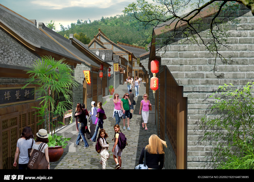 古建街道景观后期效果图