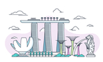 城市建筑物卡通插画