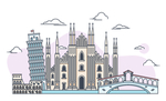 城市建筑物卡通插画
