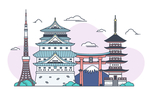 城市建筑物卡通插画