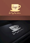 咖啡logo标金属银色样机贴图