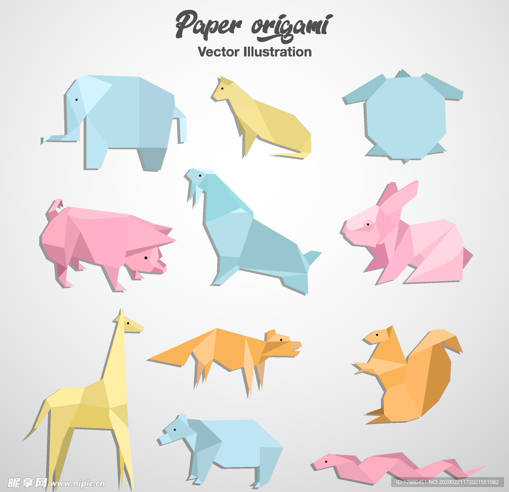 彩色动物折纸