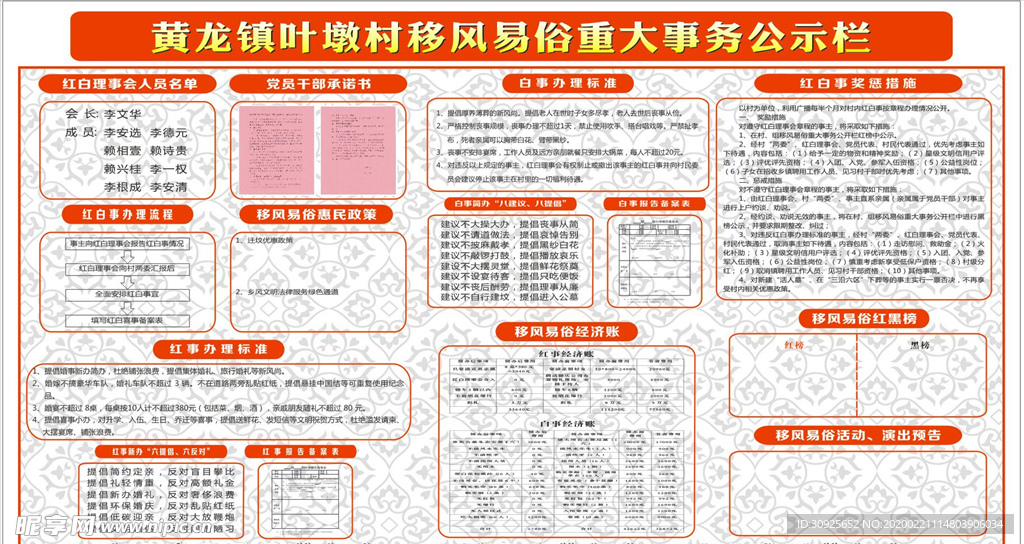 移风易俗重大事务公示栏