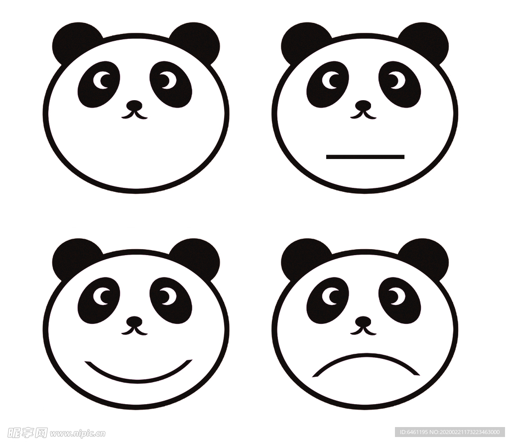 熊猫脸 简笔图