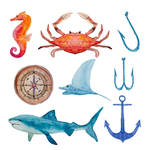 海鲜水彩插画图案