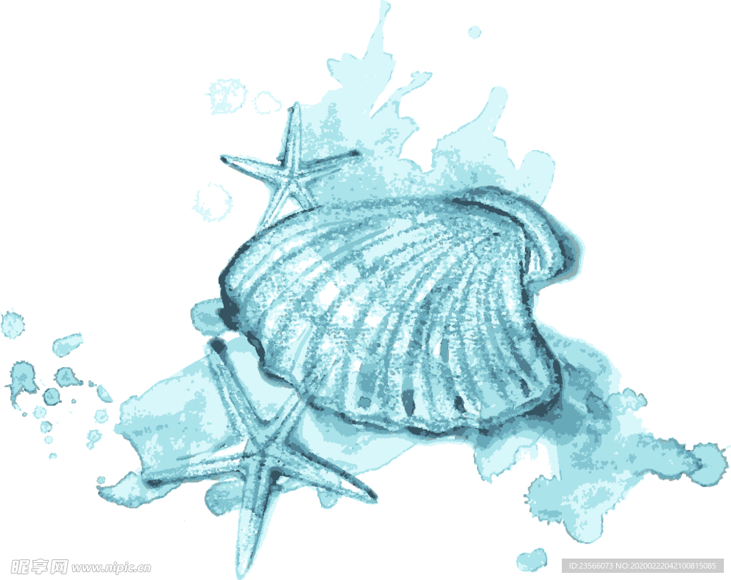 海鲜水彩插画图案