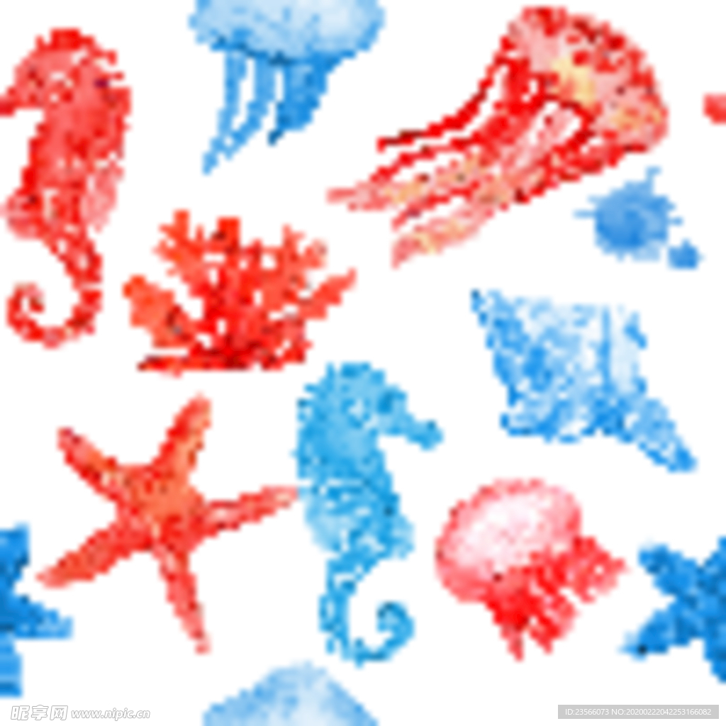 海鲜水彩插画图案