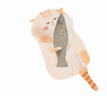 橘猫抱鱼