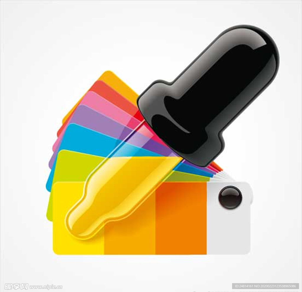 彩虹吸管吸取颜色的试管卡通设计