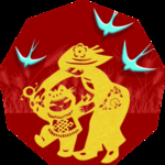 母子剪纸图片