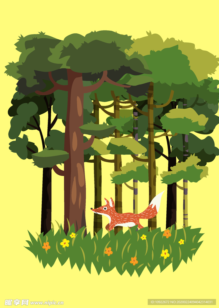 创意森林 狐狸风景