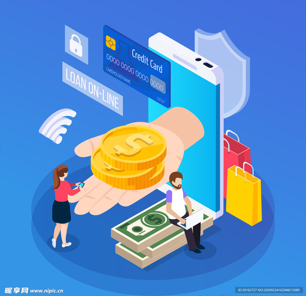网上银行互联网金融插画
