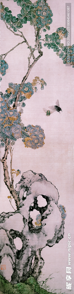 国画 花鸟 山石 传统国画