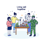 团体社交娱乐插画