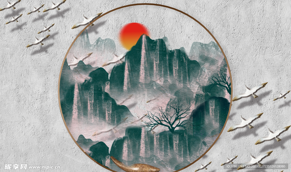 中国风电视沙发背景墙装饰画