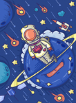 卡通宇宙太空宇航员