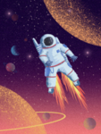 卡通宇宙宇航员探索