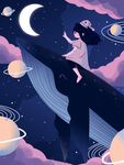 卡通宇宙银河小女孩