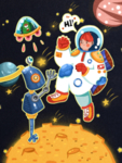 卡通宇航人与外星人