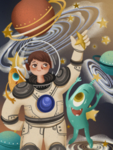 卡通宇宙宇航人与外星人