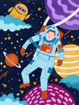 卡通宇宙宇航员