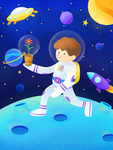 卡通宇宙太空宇航员