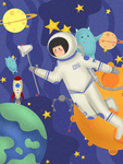 卡通可爱宇宙画