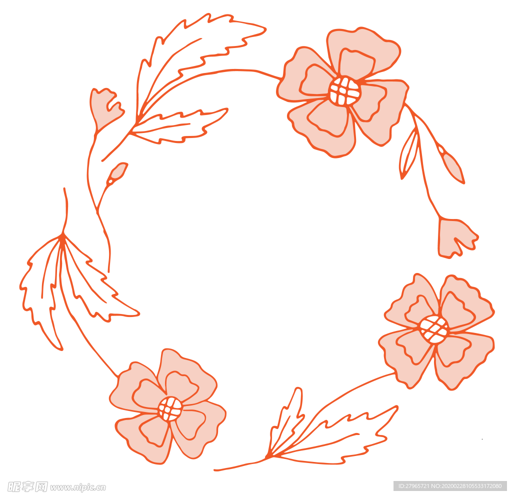 手绘花环边框