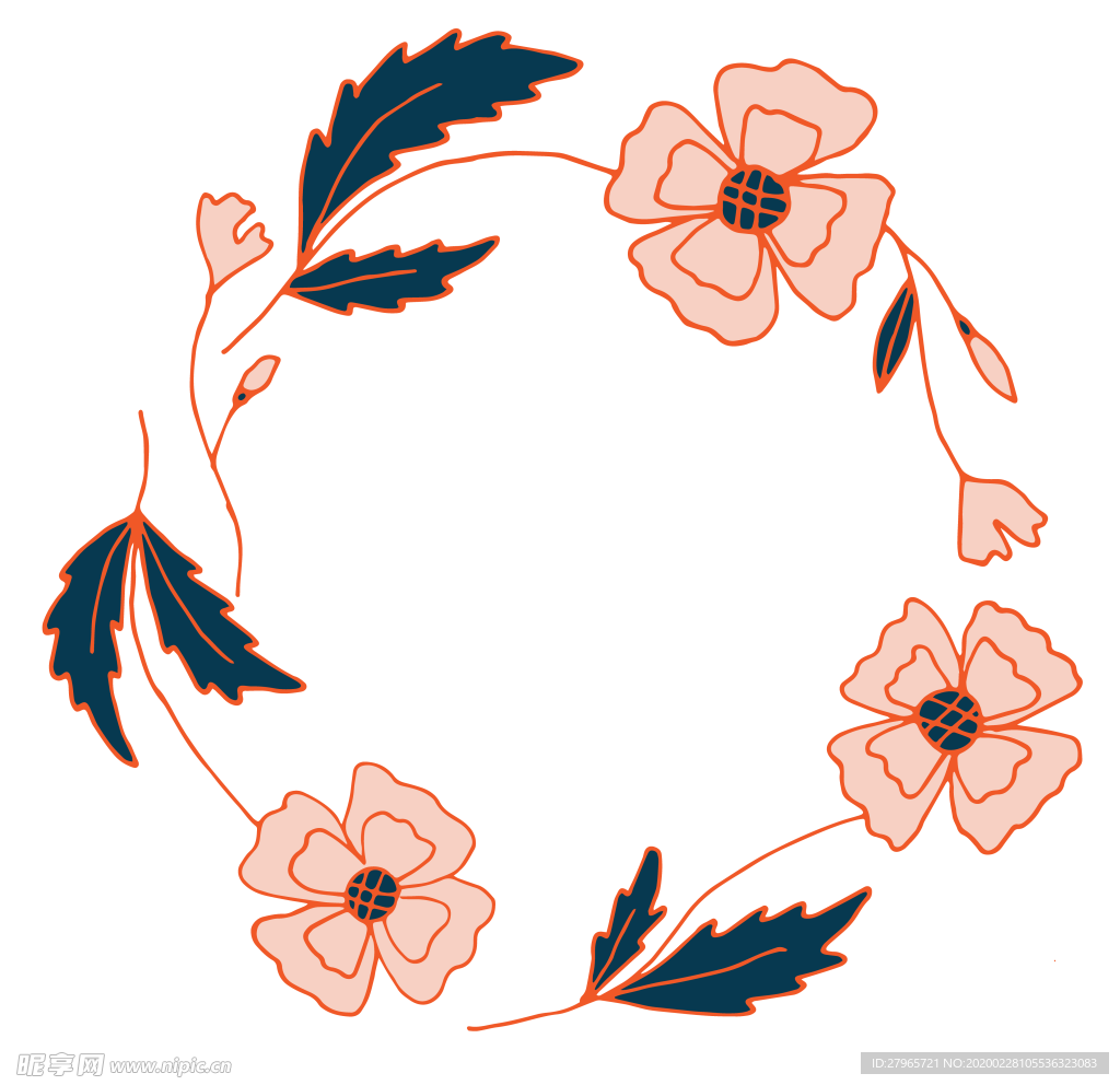 手绘花环边框